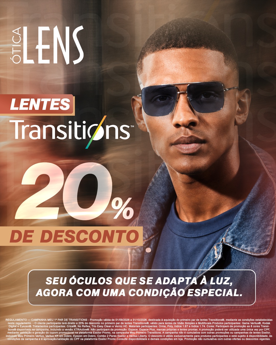Lentes Transitions com 20% de desconto Lentes Transitions com 20% de desconto